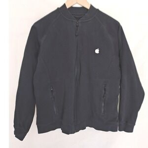 Apple Store Employee Bomber Jacket Zippered‎ Navy Blue Logo Unisex Scuba Small S